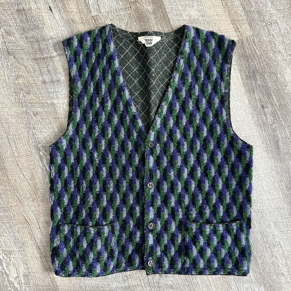 Missoni Vintage Multicolor Wool Abstract Button Up Vest